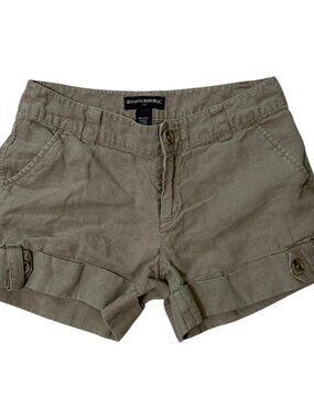 Banana Republic 100% Linen Khaki Shorts Size 4